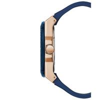 盖尔斯GUESS 男士手表三针石英计时码表蓝色硅胶表带时尚腕表 45mm表盘 U1049G2 Navy ONE SIZE