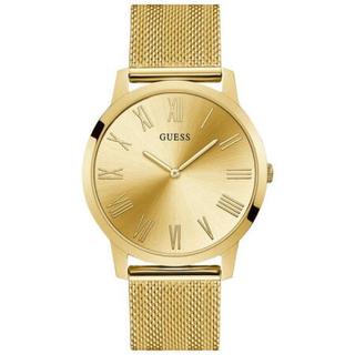 盖尔斯GUESS 男士手表防水石英机芯罗马数字表盘金色不锈钢网状手链简约时尚腕表44mm Gold ONE SIZE