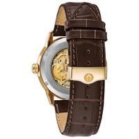 宝路华（BULOVA）男士手表自动机械30米防水棕色皮革表带休闲时尚腕表43mm 97A138 Brown ONE SIZE