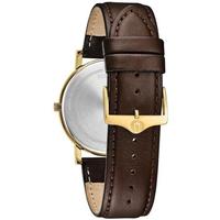 宝路华(BULOVA)男士手表石英机芯30米防水经典棕色皮革表带简约时尚腕表40mm日期视窗 No Color ONE SIZE 97B177