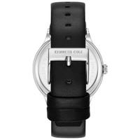 Kenneth Cole New York男士手表石英机芯30米防水钻石装饰黑色皮革表带腕表40mm Black ONE SIZE