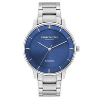 Kenneth Cole New York男士手表模拟石英机芯50米防水不锈钢表带腕表43mm Silver ONE SIZE