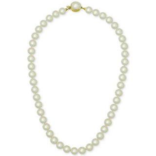 majorica女士18k金白色仿珍珠项圈项链（10mm） 时尚典雅 生日礼物 White