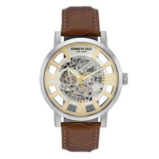 Kenneth Cole New York男士手表自动机芯30米防水棕色皮革表带时尚腕表46mm Brown Medium
