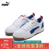 PUMA彪马官方 新款男女同款经典拼色休闲鞋 REBOUND 370914 白-冰河蓝 01 37