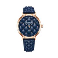 施图霖(Stuhrling)女士手表石英机芯50米防水皮革表带腕表 38mm表盘 Blue One Size Fits All