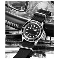 施图霖（Stuhrling）男士手表石英机芯200米防水黑色尼龙表带腕表 42mm表盘 Black One Size Fits All