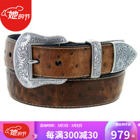 belts男士腰带 西部牛仔风格小牛皮压纹雕花银饰皮带 个性复古 38mm single 34