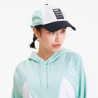 PUMA彪马男女棒球帽遮阳帽拼色运动帽时尚弯檐可调节纯棉22555 Puma White-Mist Green Adult