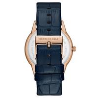 Kenneth Cole New York男士石英手表皮质表带罗马数字时尚两针42mm表盘防水30m Blue os