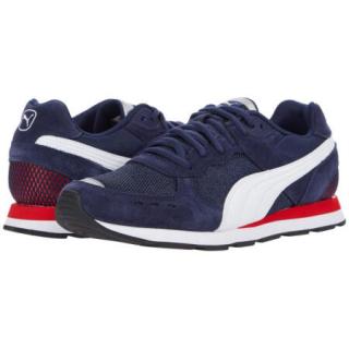 彪马（PUMA）男士低帮系带网眼绒面革设计透气休闲舒适时尚户外气质运动鞋9246445 Peacoat/White/H R Red 8.5/41码