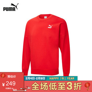 PUMA彪马官方 刘昊然同款新款男女同款情侣圆领印花卫衣BIG LOGO 530692 鲜红色 11 S