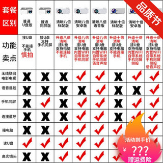 高清无线WiFi家庭影院手机投影机办公蓝牙家用智能投屏投影仪 升级十倍清晰 官方标配