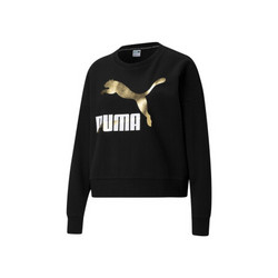 PUMA 彪马 CLASSICS 女子运动卫衣 531382-51 黑色/金属色 M