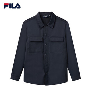 FILA（斐乐）官方男士衬衫2021春夏新款潮流商务梭织上衣运动外套男 传奇蓝-NV 170/92A/M