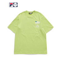 FILA FUSION 潮牌男子短袖T2021春夏新款时尚休闲宽松短袖T恤上衣 T11U125104F 绿色-LG(宽松版型,建议拍小一码) 185/104A/XXL