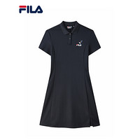 FILA 斐乐 女子连衣裙2021年夏季新款基础裙子休闲时尚优雅运动裙 传奇蓝-NV 165/84A/M