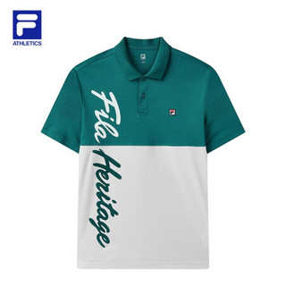 FILA ATHLETICS 斐乐运动男子POLO衫 2021年夏季新款透气时尚短袖 深铁绿-GN 180/100A/XL