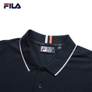 FILA 斐乐官方男子POLO衫 2021年夏季新款男子时尚百搭短袖POLO衫 F11M128116F 传奇蓝-NV 185/104A/XXL