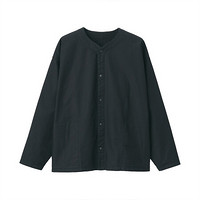 無印良品 MUJI 無印良品 男女通用 粗棉线 水洗牛津 双面衬衫 黑色 XXS-XS