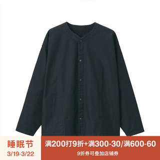 无印良品 MUJI 男女通用 粗棉线 水洗牛津 双面衬衫 黑色 L-XL