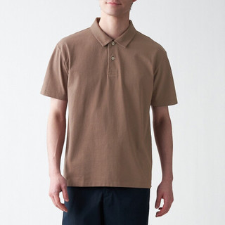 無印良品 MUJI 無印良品  男式 棉天竺编织 短袖POLO衫  ABE04A1S 深咖啡色 L
