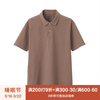 無印良品 MUJI 無印良品  男式 棉天竺编织 短袖POLO衫  ABE04A1S 深咖啡色 L