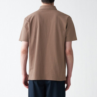 無印良品 MUJI 無印良品  男式 棉天竺编织 短袖POLO衫  ABE04A1S 深咖啡色 L