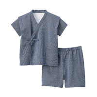 無印良品 MUJI 無印良品 婴儿 染色编织 和服式夏季短装 深藏青色条纹 90cm