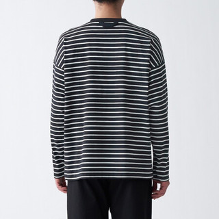 無印良品  無印良品 MUJI Labo系列 男女款圆领长袖T恤 BFB27A1S 黑色条纹 L-XL