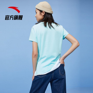 ANTA安踏短袖t恤女2021年夏季新品轻薄透气宽松圆领运动上衣棉T恤潮半袖速干衣装官方旗舰网店大LOGO 泡沫绿-11 M/女165