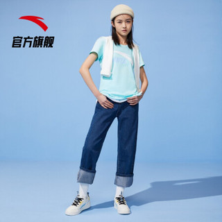 ANTA安踏短袖t恤女2021年夏季新品轻薄透气宽松圆领运动上衣棉T恤潮半袖速干衣装官方旗舰网店大LOGO 泡沫绿-11 M/女165