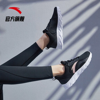ANTA安踏女鞋跑步鞋女2021春季新品轻便跑鞋网面透气运动鞋皮面休闲鞋官方旗舰网店 922045523 (网面)黑/玫瑰金-1 6.5(女37.5)