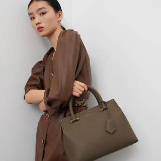 CHARLES & KEITH 女士单肩手提凯莉包 CK2-30781351 卡其色 大包