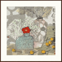 Artron 雅昌 袁野 现代花卉风景水墨画《旧时之梦》88x88cm 油画布 茶褐色