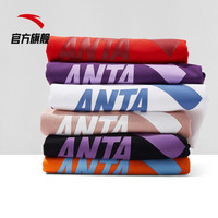 ANTA/安踏 卫衣男装2021春夏新品大LOGO套头卫衣衫针织时尚圆领运动T恤长 基础黑95838733-4 L(男适合175)
