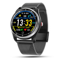 适用MX9心电图智能手环手表圆屏触控游泳消息提醒运动心率血压手环男 MX9.银钢