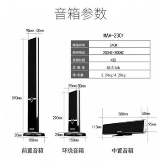 适用5.1家庭影院音响套装客厅家用无线K歌电视壁挂环绕音箱低音炮 5.1套装+单话筒+声控彩灯 5.1家庭影院无线环绕套装