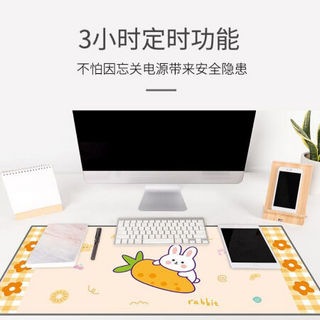 适用发热桌垫加热鼠标垫超大暖桌垫办公室桌面加热垫学生写字台电热板 (60*36cm)也要加油鸭