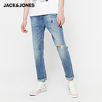 JackJones杰克琼斯 219332558 男士修身破洞牛仔裤
