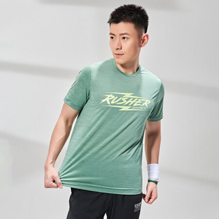 361度短袖T恤男夏季新款圆领字母运动t恤  N 652024106 苗绿 S