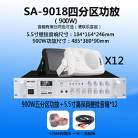 先科（SAST）壁挂音响喇叭功放机背景音乐系统套装会议室餐厅店铺奶茶门店户外用室内音箱扩音器 9018（900w）功放+5.5寸音箱*12
