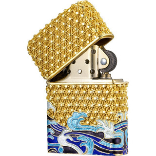 ZIPPO 之宝 ZCBEC-70 打火机+花丝金盒套装 金丝镶嵌招财水纹