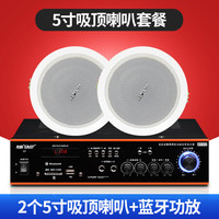 先科吸顶喇叭吊顶音响蓝牙功放背景音乐套装天花板嵌入装修室内房顶门店铺奶茶宣传音箱 蓝牙分区功放+2个5寸吸顶喇叭