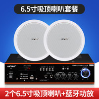 先科吸顶喇叭吊顶音响蓝牙功放背景音乐套装天花板嵌入装修室内房顶门店铺奶茶宣传音箱 蓝牙分区功放+2个6.5寸吸顶喇叭
