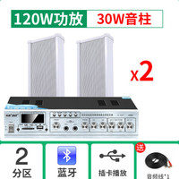 先科 音柱室外户外防水校园广播背景音乐公共广播门店奶茶喇叭音响功放壁挂式音箱系统套装 2分区120W功放+2个30W音柱