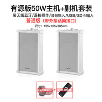 先科(SAST) 户外防水蓝牙音柱商用壁挂式音箱公共广播校园门店喇叭有源音响室外扩音器 50W有源蓝牙版主机+副机老款(送十米音响线)