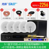 先科吸顶式5.1家庭影院音响套装家用客厅嵌入电视吊顶音箱重低音炮全套高端影音设备3D环绕蓝牙ktv组 5.1蓝牙功放+6.5寸定阻同轴喇叭*5+8寸低音