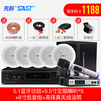 SAST 先科 吸顶式5.1家庭影院音响套装家用客厅嵌入电视吊顶音箱重低音炮全套高端影音设备3D环绕蓝牙ktv组 5.1蓝牙功放+5.5寸定阻喇叭