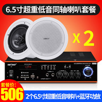  SAST/先科 WY18 超重低音 吸顶喇叭扬声器套装+蓝牙分区功放  2个6.5寸超重低音同轴喇叭+蓝牙分区功放